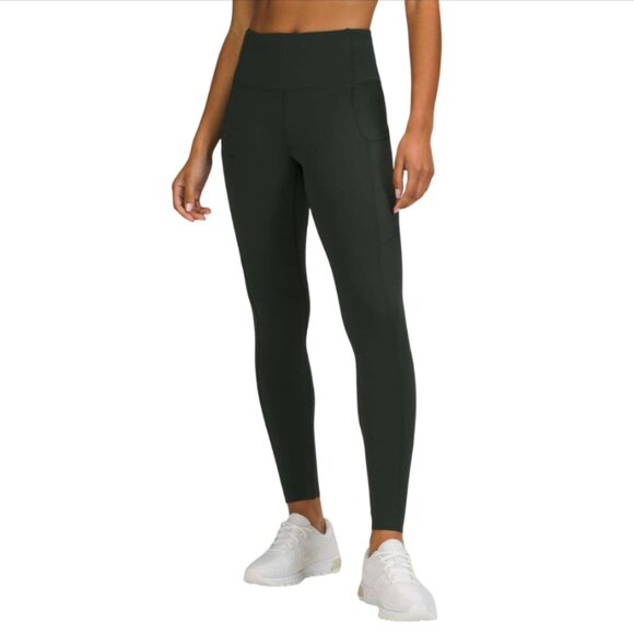 Lululemon Fast Free Tight Leggings Womens 4 Dark Green 28" Inseam High Rise Run - Picture 1 of 12